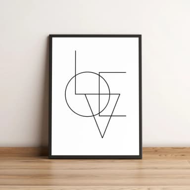 Quadro Minimalista LOVE com Linhas Pretas 2707