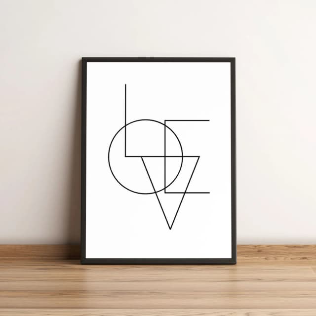 Quadro Minimalista LOVE com Linhas Pretas 2707