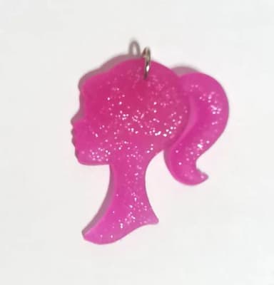 Pingentes Silhueta Barbie com Glitter Emborrachado - 6 Peças