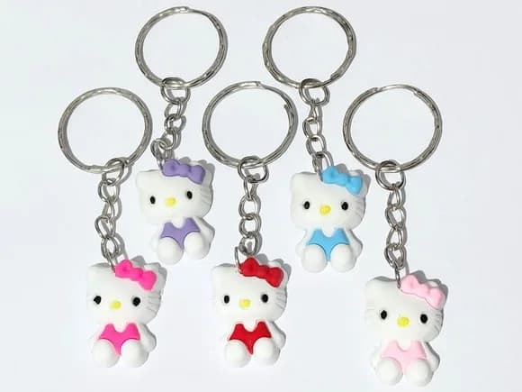 Chaveiro Hello Kitty 3cm Emborrachado Pacote com 5 Unidades