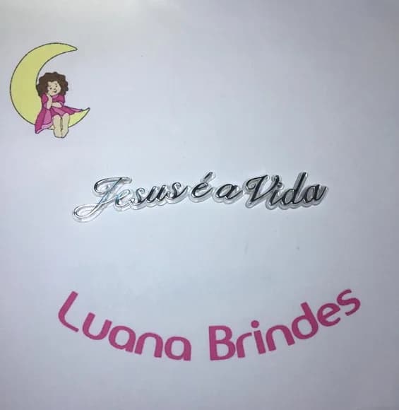 Plaquinhas com Frase jesus É a Vida Prateada Pct C/5 Und
