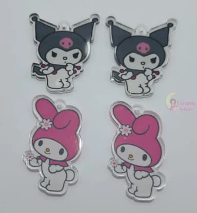 Pingentes Personagens de Acrílico Adesivado - pct c/4 uni