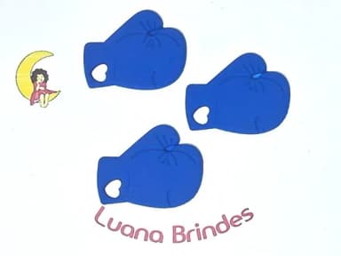 Aplique Luva de Boxe Azul Emborrachado 6 Unidades