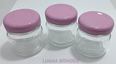 Potinho de Vidro 40ml c/tampa Lilás de metal-pct c/10 uni