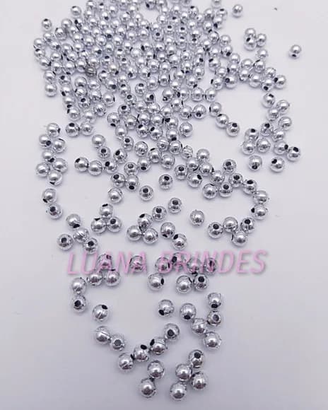 Bolinha de ABS Prateada -4mm- pct. c/15 gramas (+/-330 unid)