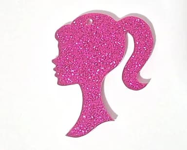 Pingente Barbie Pink com Glitter 3cm Acrílico - 5 Unidades