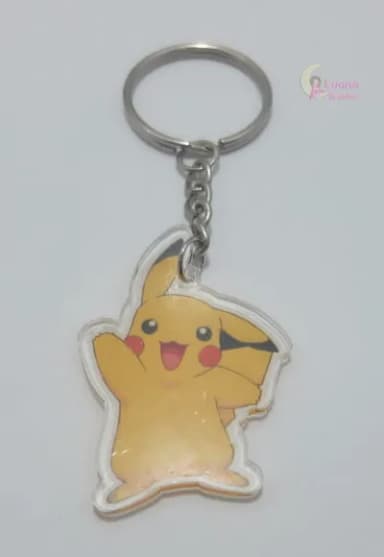 Chaveiro Pikachu de Acrílico Adesivado Pct 3 unidades