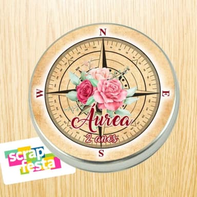 Latinhas Personalizadas Volta ao Mundo Bússola Floral