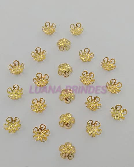 Terminal Tulipas em Metal Dourado - 8mm - pct c/ 50 unidades