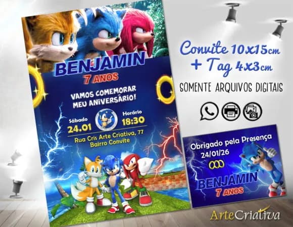 Convite Digital C/tag Sonic 6