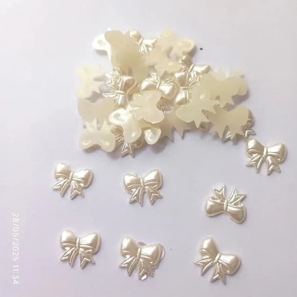 Chaton de Laço Creme 10mm x 14mm Pacote com 100 Unidades