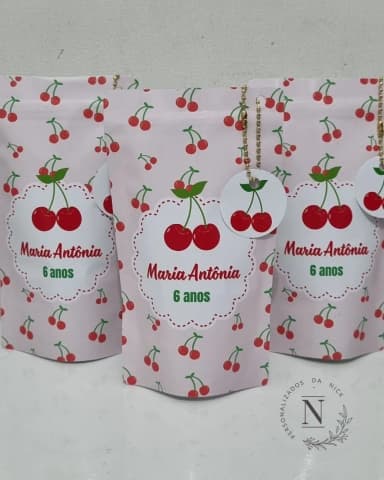 Saquinho Zip Lock 10x17 Lembrancinha Cerejinha