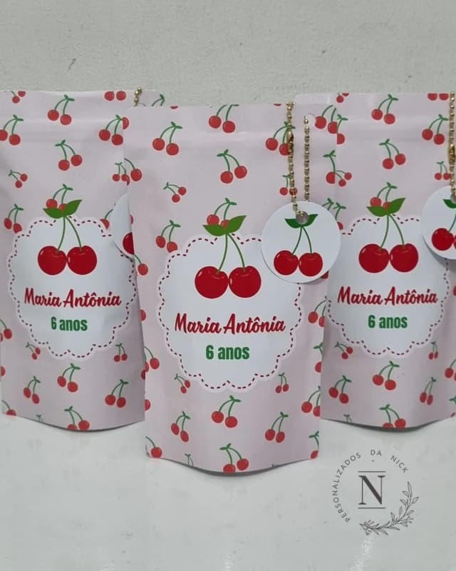 Saquinho Zip Lock 10x17 Lembrancinha Cerejinha