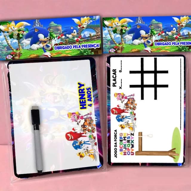 Lousa Magica Personalizada lembrancinhas Sonic