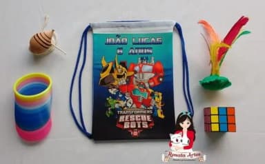 Mochila Brinquedos Retrô Tema Transformers Rescue