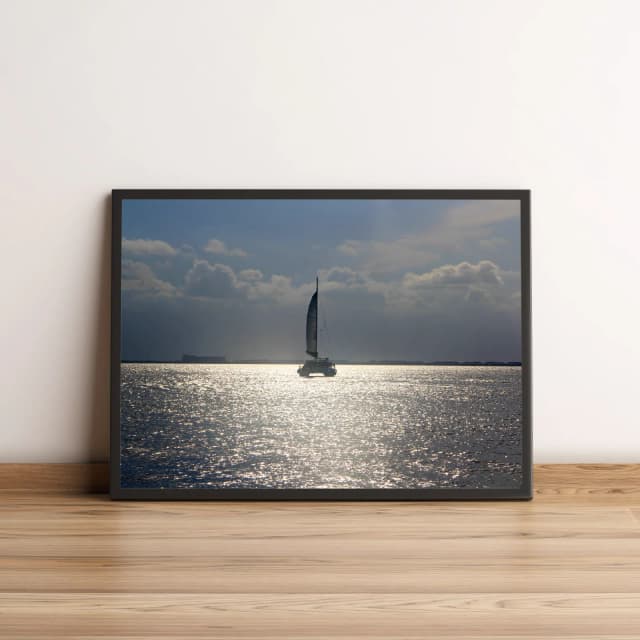 Quadro Decorativo Veleiro no Mar ao Pôr do Sol 1526