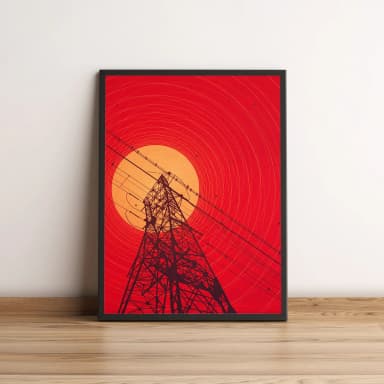 Quadro Torre de Energia Pôr do Sol Vermelho 2657