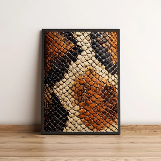 Quadro com Estampa de Pele de Cobra Marrom e Preta 2202