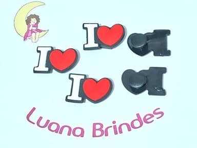 Pins de Crocs I Love Emborrachado Pacote com 6 Undiades