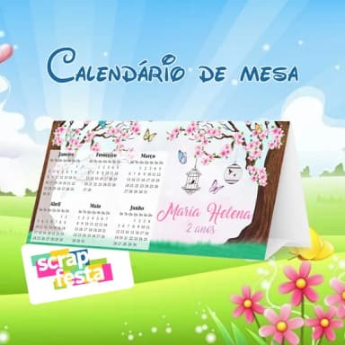 Calendário de Mesa Festa Jardim Encantado Aquarela