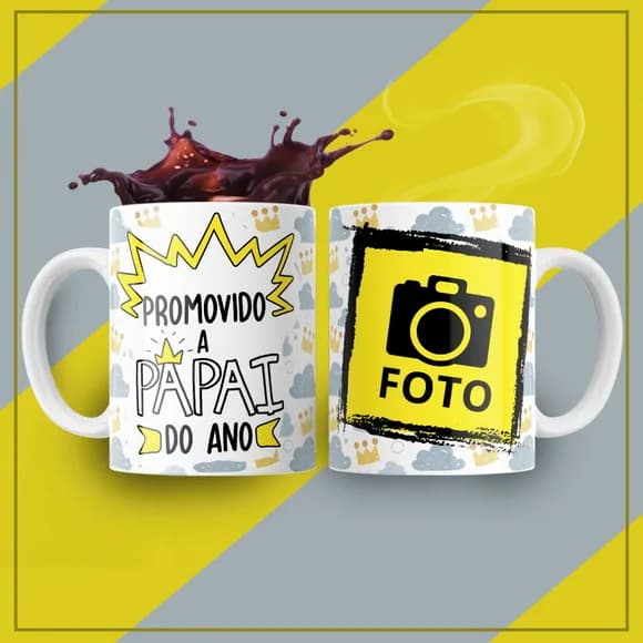 Caneca Personalizada Promovido a Papai do Ano com Foto
