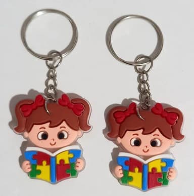 Chaveiro Menina Símbolo Autismo - 6 Unidade