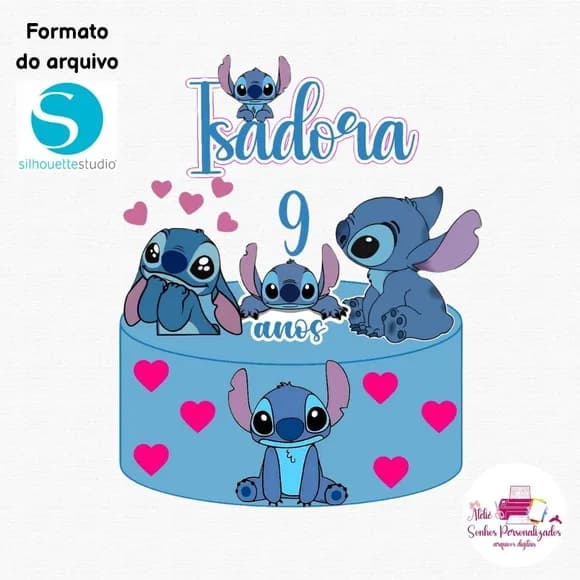 Arquivo Digital - Topo de Bolo Stitch