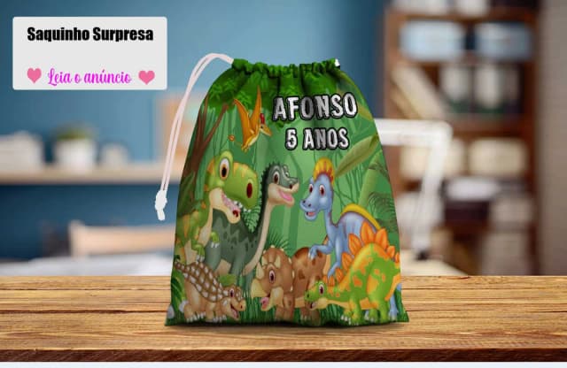 Saquinho Supresa para lembrancinhas  Dinossauros