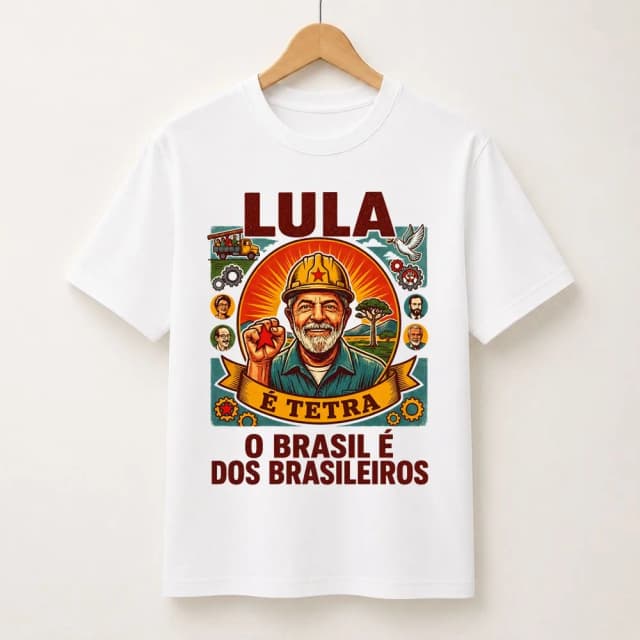 Camiseta Lula É Tetra – O Brasil É dos Brasileiros | Estampa Vintage