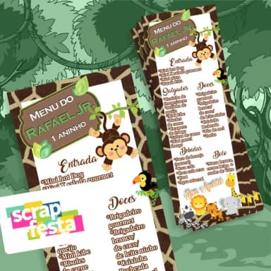 Menu Cardápio Personalizado Festa Safari