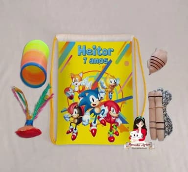 Mochila Boa Infância Tema Sonic Amarelo