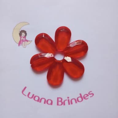 Chaveiro Flor Acrilico Vermelho com Furo 6cm Pct 4 Unidades