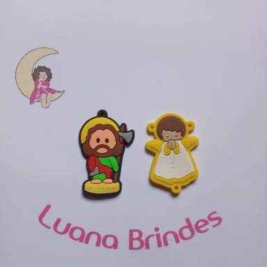 Kit terço Anjinha Amarelo e São Judas Borracha 5,3cm 2 Kits