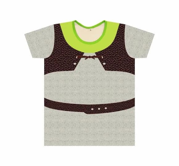 Camiseta Adulto Fantasia Ogro Shrek Frente e Costas