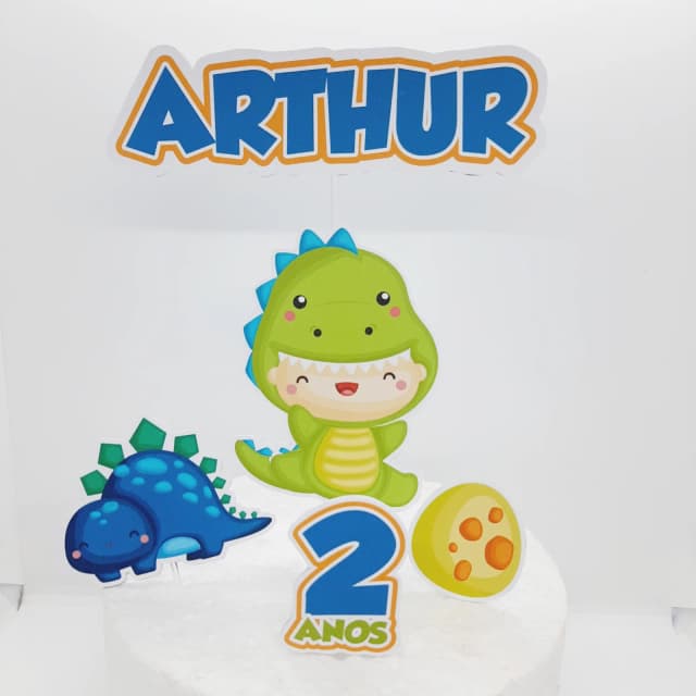 Topo de Bolo Personalizado DINO BABY - Decoração de Festa - Papelaria