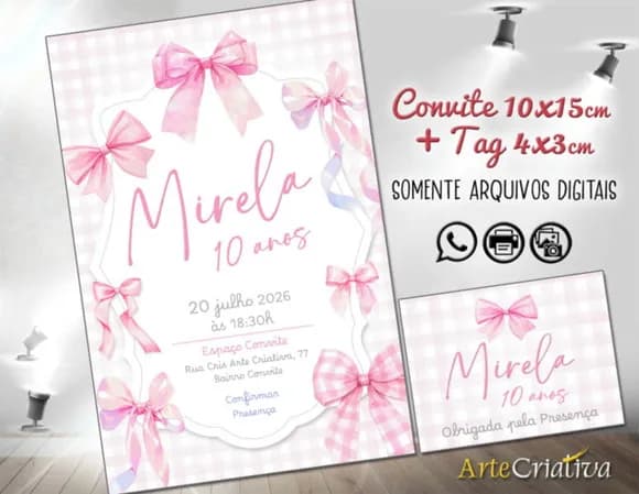 Convite Digital C/tag Menina Coquette 5