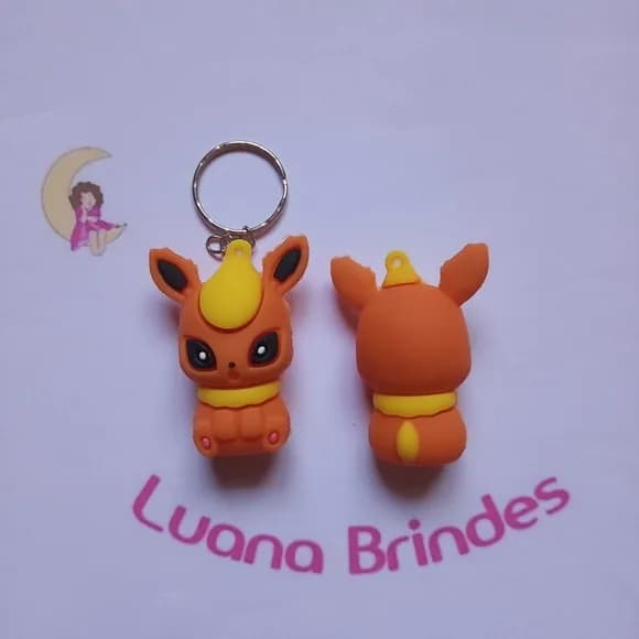 Chaveiro Pókemon Charmander Emborrachado 5cm Pct 2 Unidades