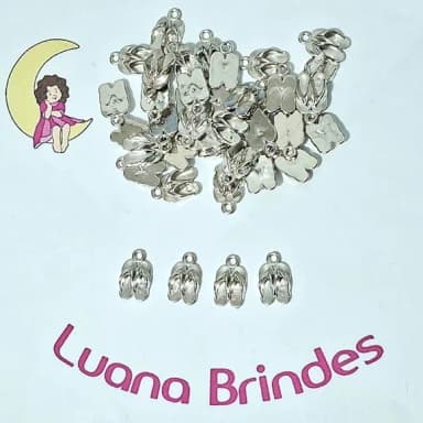 Pingente Chinelinho Abs Prata 1,7cm Pacote com 25 Unidades