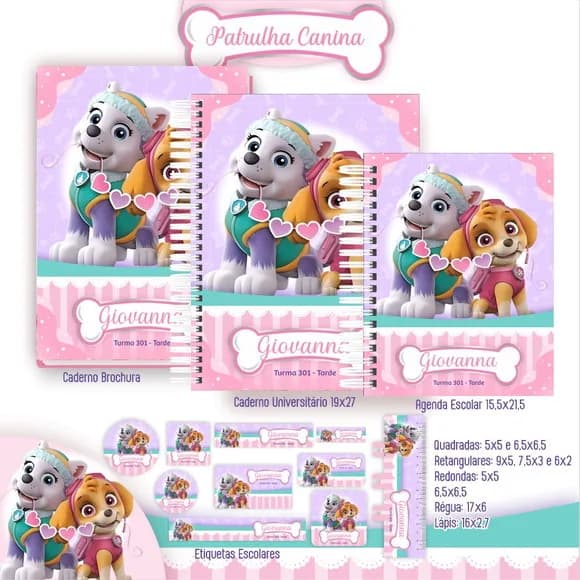 Caderno + Etiquetas + Tag Personalizada + Lápis