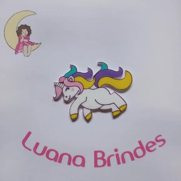 Pingente de Unicórnio Acrílico U.V. de 5,1cm Pct 4 Unidades