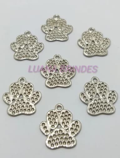 Pingente Patinha de Cachorro de Metal Prata -pct c/10 unid