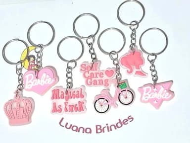 Chaveiro Barbie Fluorescente Emborrachado 7 Unidades