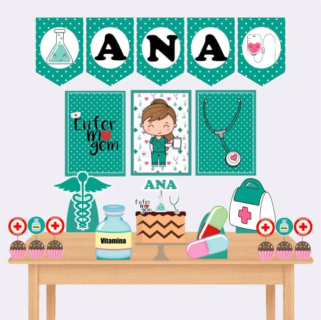 Kit Festa Só Um Bolinho ENFERMAGEM - Decoração de Festa