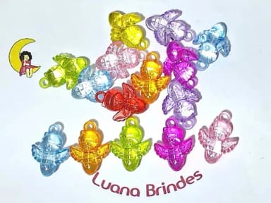 Pingente Anjinho Acrílico 3,2cm 15 Unidades Coloridos