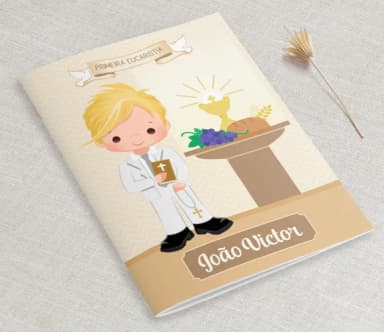 Lembrança Eucaristia - Livro De Orações - Cálice Dourado