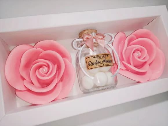 Kit Presente de Aniversário, Pote de Pérolas com Sabonetes