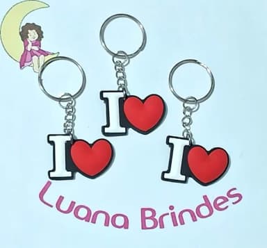 Chaveiro I Love Emborrachado Pacote com 6 Undiades