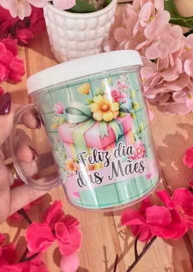 Caneca Acrílica Rosqueável - Dia das Mães