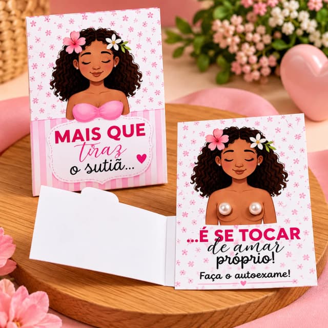 Lembrancinha Outubro Rosa – Cartão Interativo para Autoexame e Conscientização