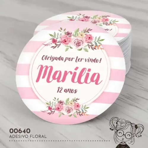 Adesivo Redondo Floral - 00640